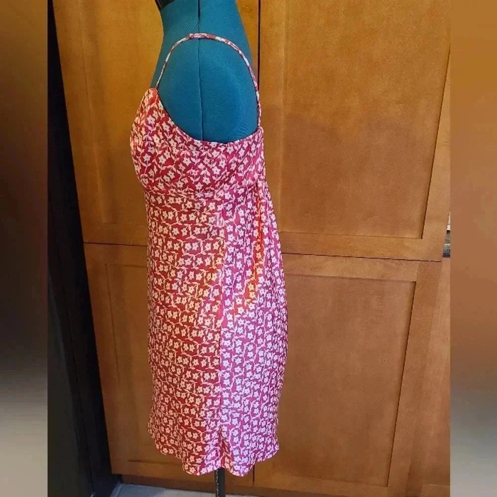 Free People Red Floral Slip Dress Mini Cherry Print Spaghetti Strap Size Large - Picture 7 of 12